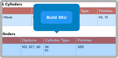 area with button to build sku